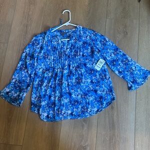 Style and Co Blue Print Women's Top